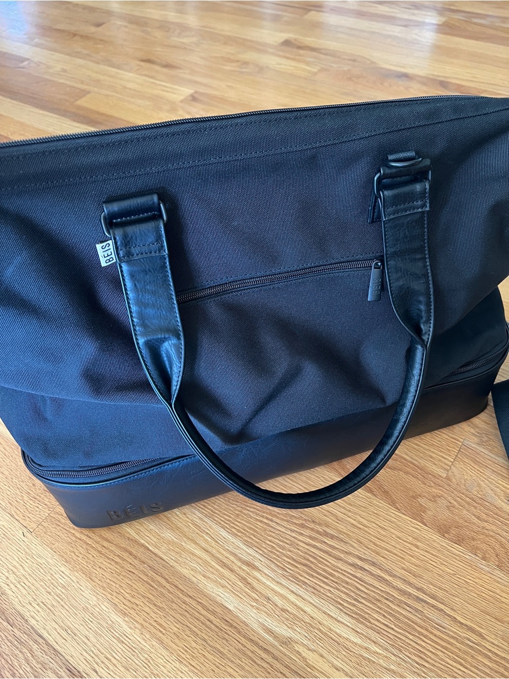 BEIS Black Original Weekender Bag with Lower Shoe Compartment